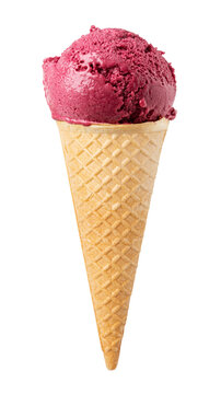 blueberry ice cream sorbet in the cone