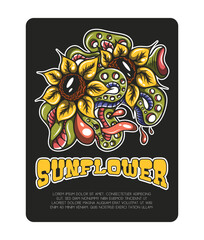 Sunflower illustration art for poster design
