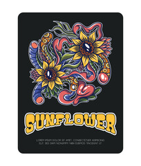 Sunflower illustration art for poster design