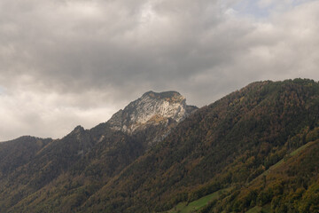 hill illuminated at the sunset