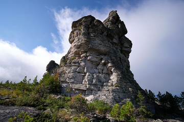 Fototapeta na wymiar natural stone pillar and sky