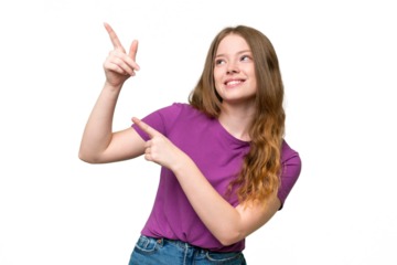 Young pretty woman over isolated background pointing with the index finger a great idea