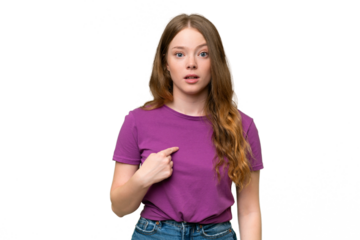 Young pretty woman over isolated background pointing to oneself