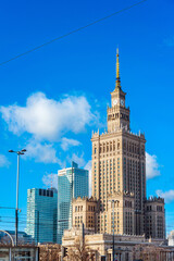 Obraz premium Street view of downtown in Warsaw, Poland