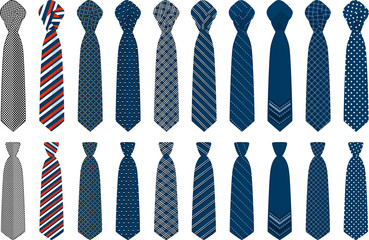 big set ties different types, neckties various size