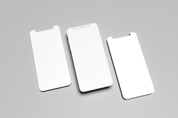 Realistic Phone Mobile and Screen Template Mockup. Ready for presentation design. 3d rendering