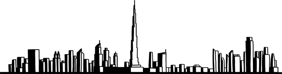 modern cityscape skyline outline doodle drawing