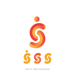 Letter S and man icon minimal logo design