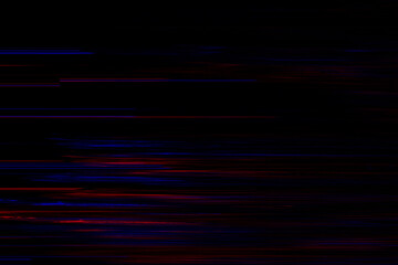 Abstract blue, red and purple background with interlaced digital Distorted Motion glitch effect. Futuristic cyberpunk design. Retro futurism, webpunk, rave 80s 90s aesthetic techno neon colors