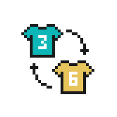 Substitution icon in pixel art design. Football or snooker symbol isolated on white background.