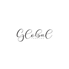 GLOBAL Vector hand-drawn illustration black and white

