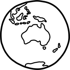 Freehand world map sketch on globe.