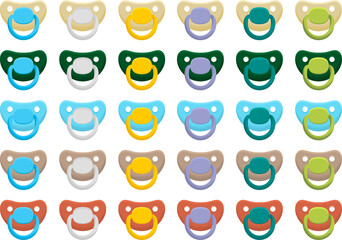 big set baby pacifiers, dummy with rubber nipple