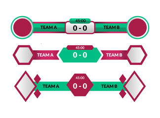 Sport lower third versus score board bar element for football soccer world 2022 red and green Qatar set
