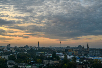 Panorama of the central part of Kharkiv with the Dormition Cathedral in center of Kharkiv, Ukraine, September 30, 2022