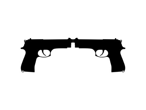 Silhouette of Gun (Pistol) for Logo, Pictogram, Website or Graphic Design Element. Vector Illustration