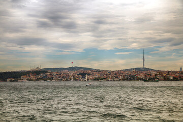 Beautiful panorama of the sea and Istanbul in cloudy weather. - 540630118