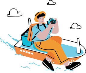 Man traveling on ship or boat