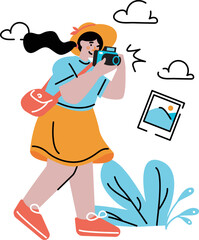 Woman taking pictures while traveling