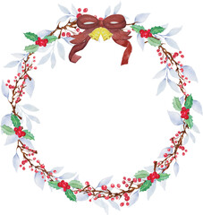 Mistletoe Christmas over white background using hand draw water colour illustration vector - Christmas celebration decoration object concept