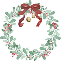 Mistletoe Christmas over white background using hand draw water colour illustration vector - Christmas celebration decoration object concept