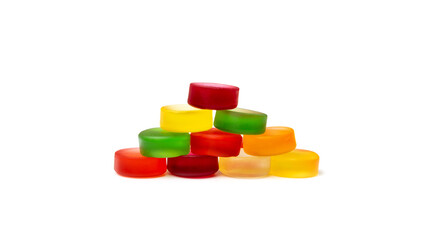 Round Gummy Candies Isolated, Chewing Colorful Marmalade Pills, Jelly Gumdrops