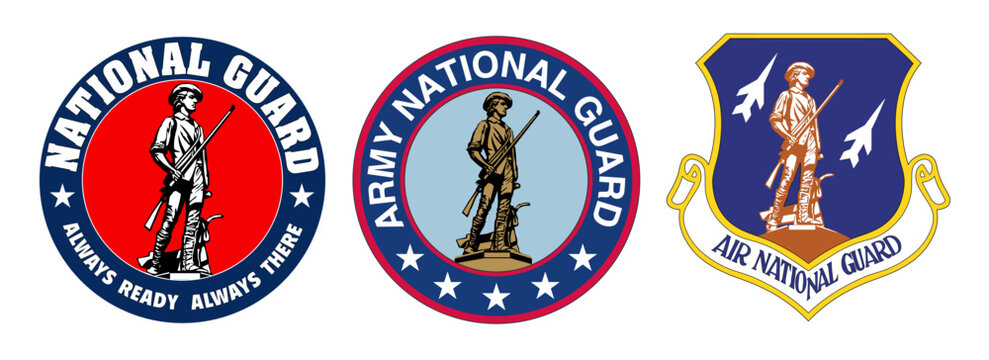 Vector seal of United States National Guard. US Army National Guard. US Air National Guard logo