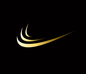 Golden laurel wreath swoosh logo. for anniversary, wedding, award