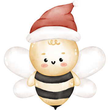 Cute bee in Christmas
