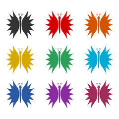 Butterfly icon isolated on white background. Set icons colorful