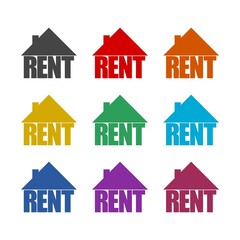 Rent house icon isolated on white background. Set icons colorful