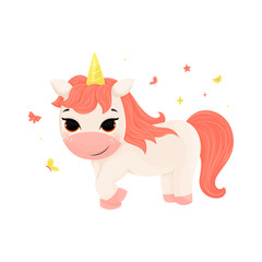A beautiful unicorn with a bright mane and a cute smile