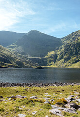 Lake in Gap of Dunloe, Black Valley, MacGillycuddys Reeks mountains, Ring of Kerry, Ireland