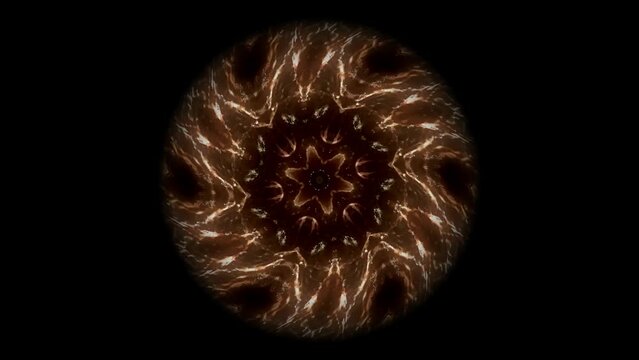 Animation of a beautiful golden mandala of firs light turning on a black background, it is a symbol of the solar plexus chakra
