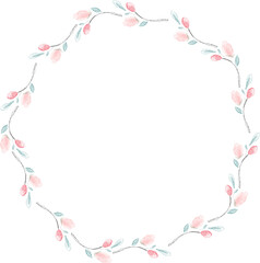 Cherry blossom circle wreath watercolor
