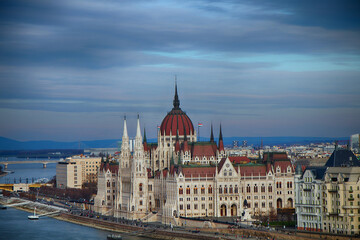 Fototapeta na wymiar Hungary. Budapest. Beautiful panorama of the city in sunny weather.