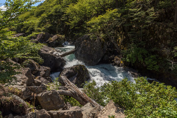 small waterfall in Los Glaciares National Park in Argentina