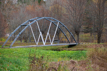 metal bridge in the city park in Ligatne, Latvia