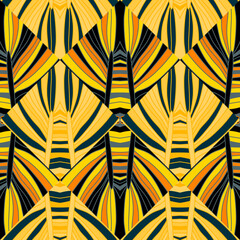 Abstract lines geometric ornament seamless pattern. Wave mosaic geometric endless wallpaper.