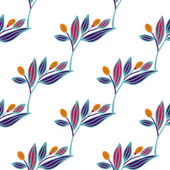 Barberry twigs seamless pattern. Wild berries floral wallpaper.
