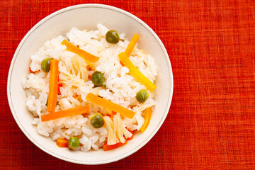 家庭料理　ホタテと人参の炊き込みご飯　日本