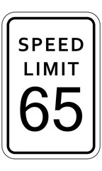 speed limit sign 65