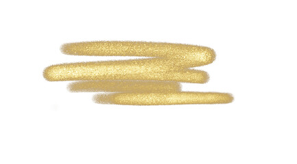 Hand drawn Gold textured paint Brush stroke. Isolated Golden Ink elements