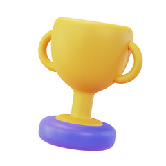 3d gold trophy of achievement and winning