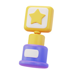 3d star gold trophy of achievement and winning