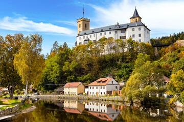 Small town and medieval castle Rozmberk nad Vltavou, Czech Republic.