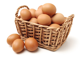 brown eggs on white background