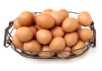 brown eggs on white background