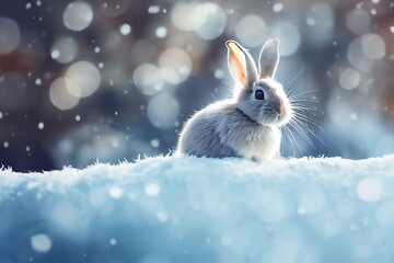 Rabbit Falling Snow Background