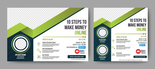 Online Business training webinar conference banner. Business webinar invitation design. 
